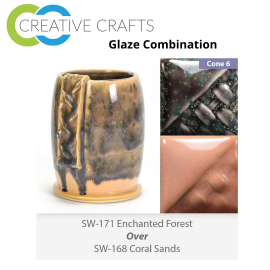 Enchanted Forest SW171 over Coral Sands SW168 Stoneware Combination
